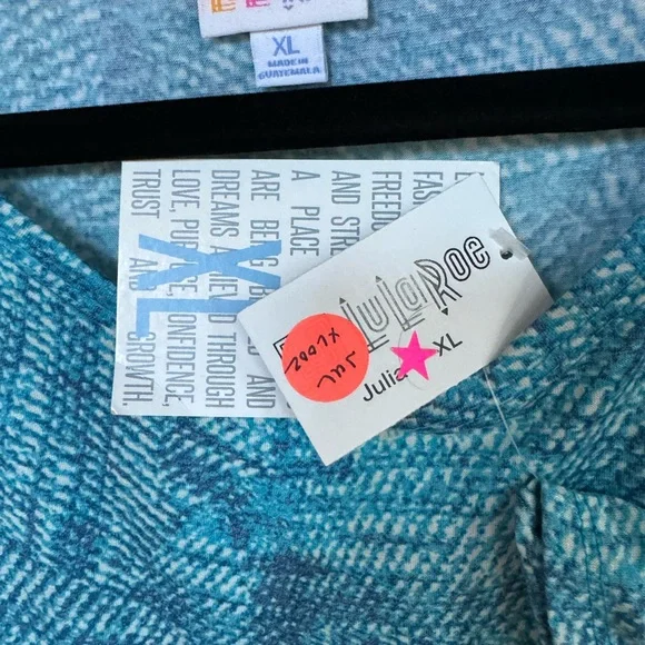 Brand New LuLaRoe Size XL Teal, Dark Teal & White Julia Dress - Picture 4 of 7